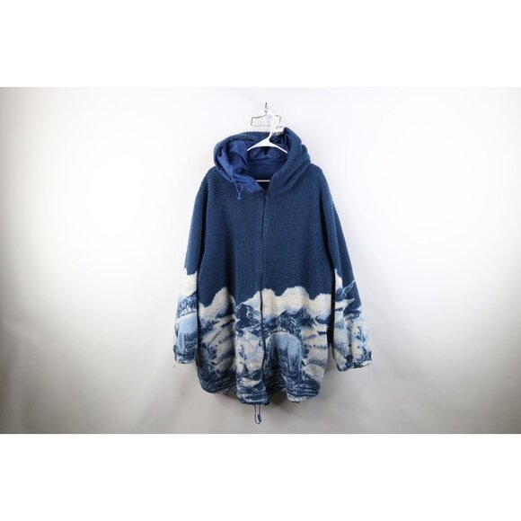 Vintage 90s Streetwear Womens 4XL Distressed Reversible Polar Bear Fleece Jacket - Picture 1 of 16